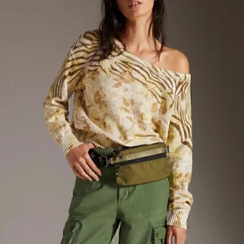 Anthropologie Pilcro Floral Yellow Printed Cotton Sweater XS